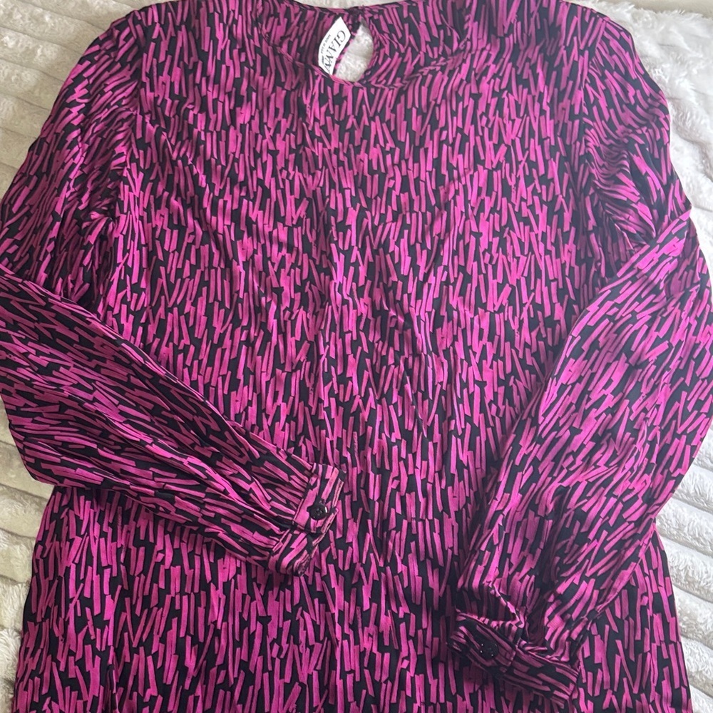 Gianni Pink and Black Patterned Long-Sleeve Tunic